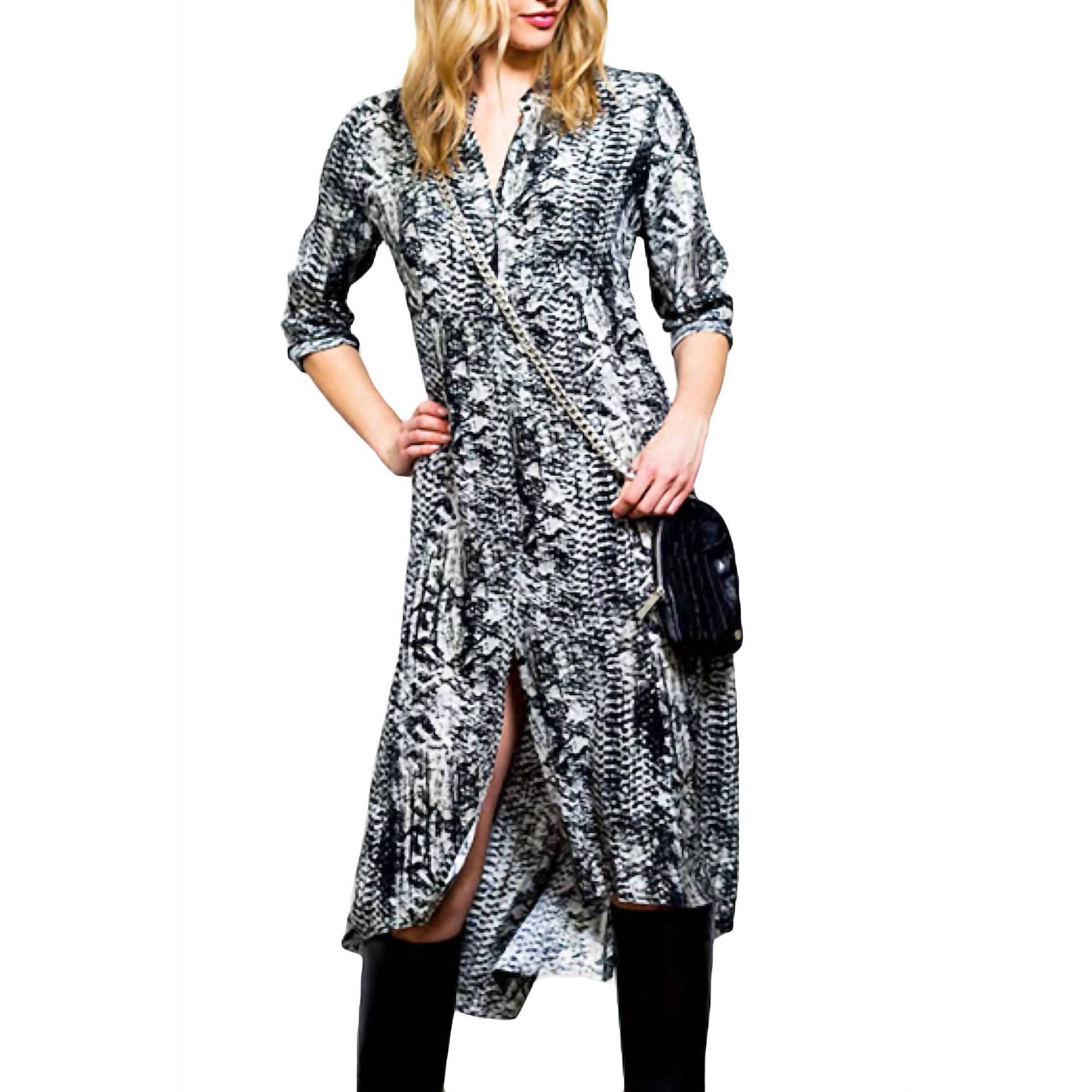 New Go By Go Silk Go Get Schooled Snake Print Midi Dress